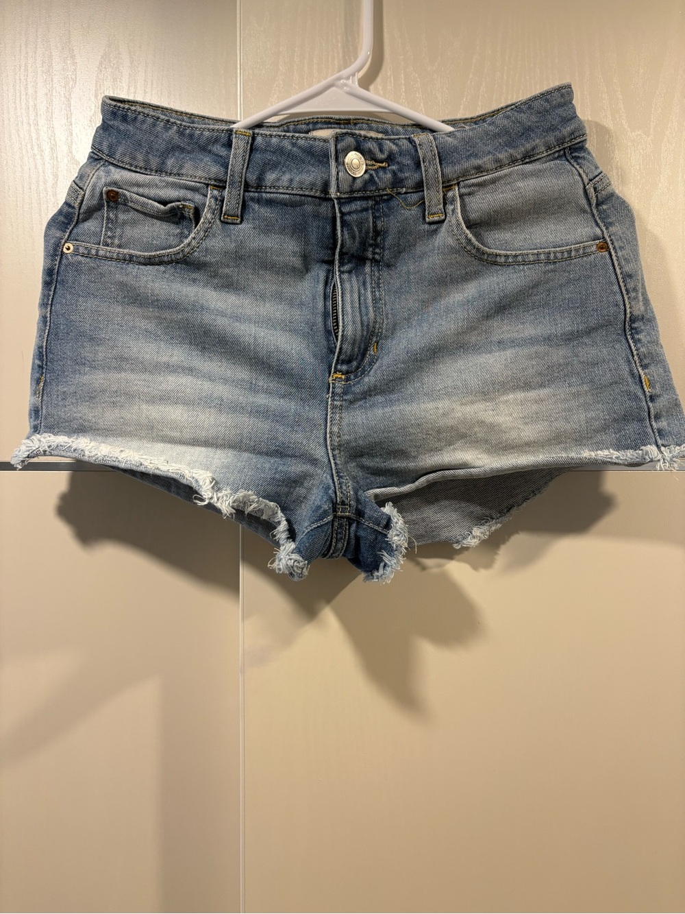 Guess Light Blue Frayed Hem Denim Shorts